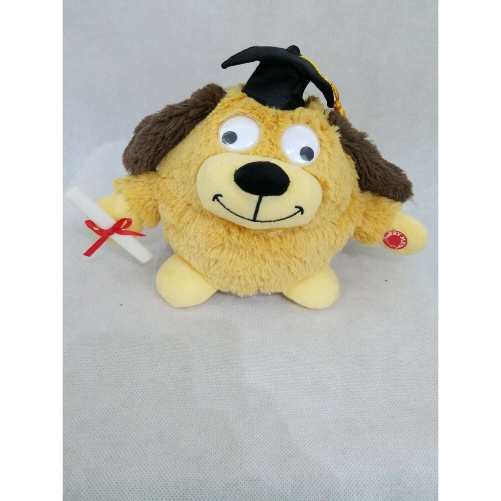 Graduation Stuffed Dog Animated Spinning Singing